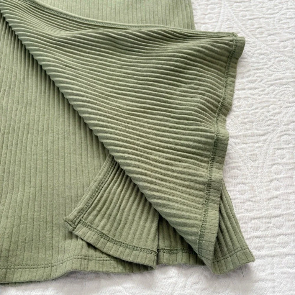 Baserange Brig Ribbed Wrap Skirt, Green Sz S